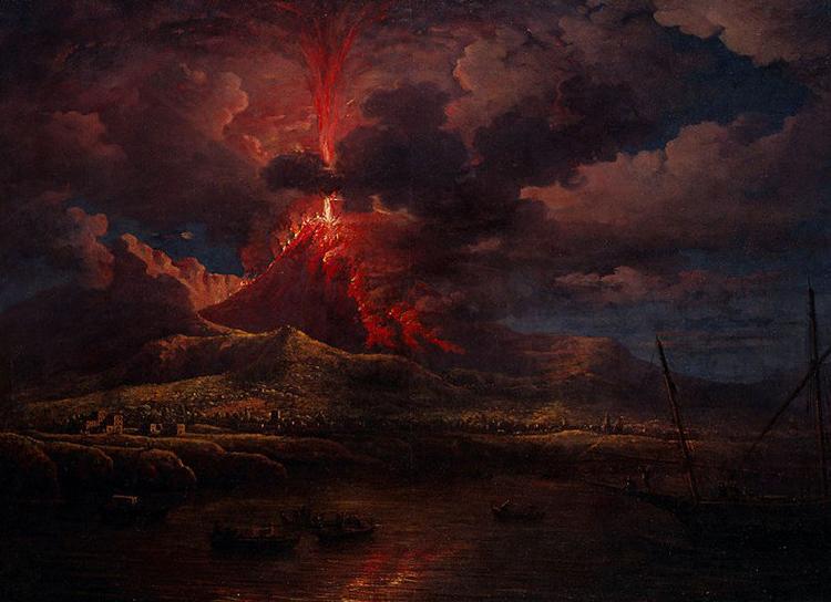 William Marlow Vesuvius erupting at Night France oil painting art